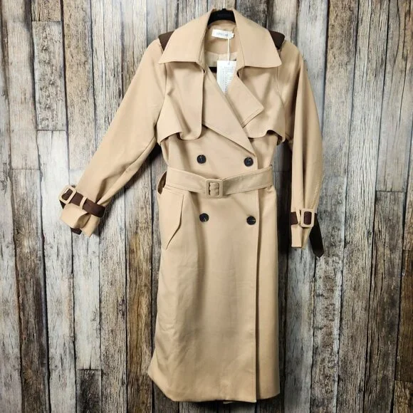 LINXUAN (Amazon Brand) Long Line Trench Coat Jacket - M - Picture 2 of 14